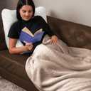 Northwest Ashford Home Cozy Warmwell Blanket Moonlight Taupe Throw Size 50 x 60 inches