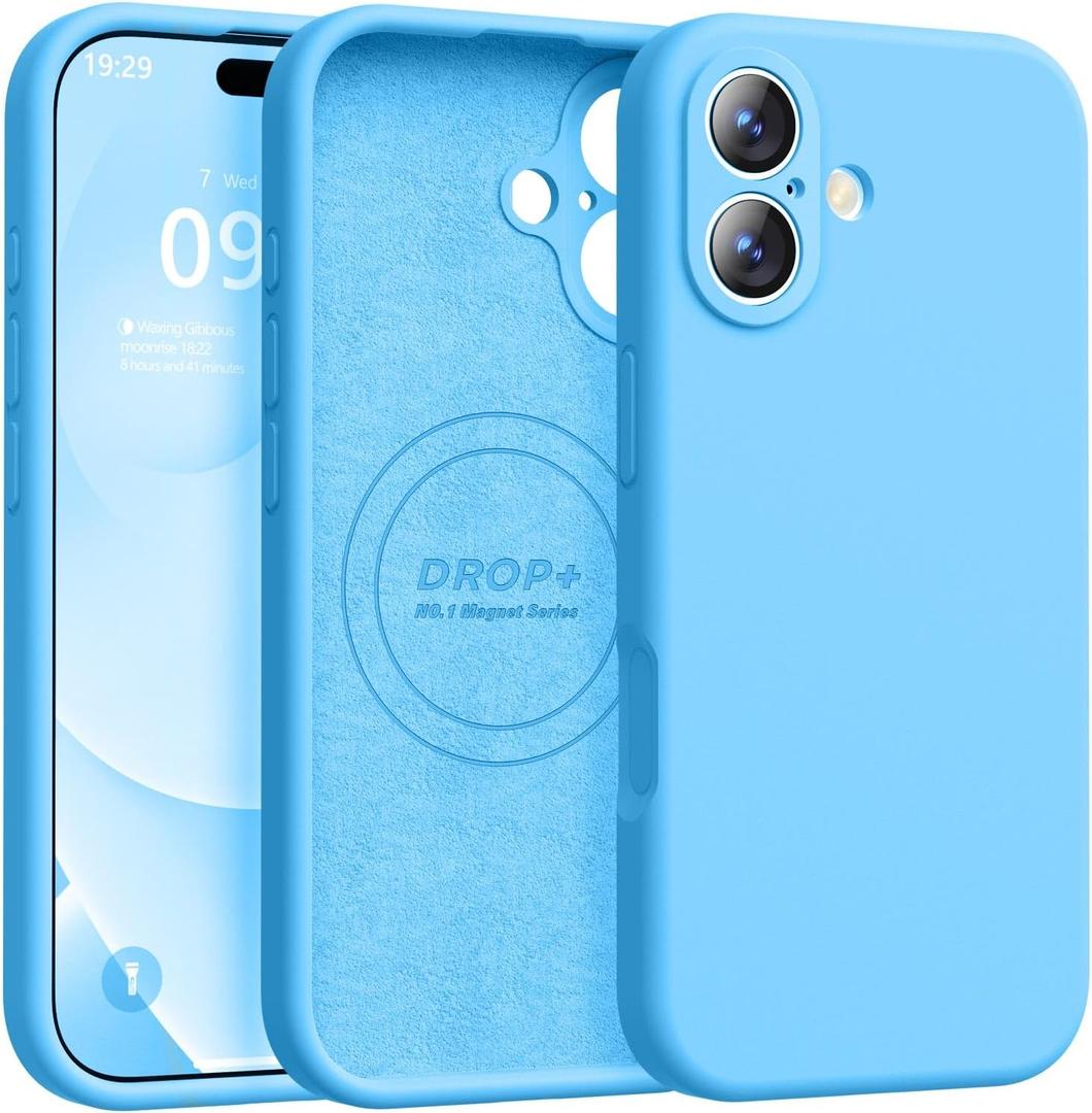 Ktele Magnetic for iPhone 17 Case [Compatible with Magsafe] [Premium Silicone Satin-Smooth Touch] Slim Shockproof Anti-Scratch Microfiber Lining Case, 6.3 inch, Blue