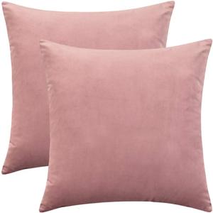Set of 2 Comfortable Throw Pillow Cover for Bedding, Decorative Accent Cushion Sham Case for Couch Sofa, Soft Solid Velvet with Zipper Hidden - 18"x18", Mauve Pink Set of 2 Comfortable Throw Pillow Cover for Bedding, Decorative Accent Cushion Sham Case for Couch Sofa, Soft Solid Velvet with Zipper Hidden - 18"x18", Mauve Pink