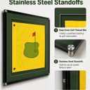Golf Flag Frame 13x17/14x18, Acrylic Display Case w/ Green Mat & Standoffs | 3-layer 5mm thick acrylic build, deep green mat liner, and stainless standoffs for a premium clean floating golf flag display