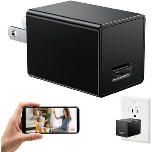 Wireless Smart 1080P USB Charger WiFi Camera Indoor Security Camera Baby Monitor Surveillance Hidden Security Cam Motion Detection with App Live Feed