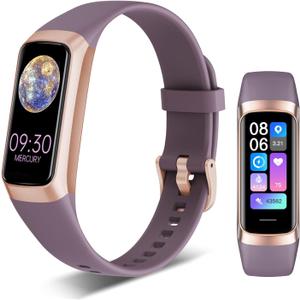 Fitness Tracker, 24/7 Heart Rate Blood Oxygen Blood Pressure Body Temp Monitor Sleep Calorie Tracker with 1.1" AMOLED Touch Color Screen Pedometer Smart Watch Waterproof for Women Men (Bordeaux)