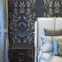 HAOKHOME Floral Wallpaper Peel and Stick Vintage Navy/Beige/Olive Green Damask Wall Paper Renter Friendly Contact Paper 17.7in x 9.8ft