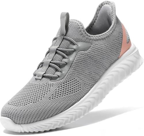 STQ Walking Shoes Women Slip on Sneakers Arch Support Non Slip Maternity Fashion Orthopedic Diabetic Light Grey Pink Size 8
