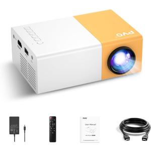 PVO Mini Projector Portable For Cartoon, Outdoor Video Projectors, LED Pico Movie-Projector for Home Theater, Kids Gift, Video Can Be Easily Mirrored Directly to The Projector Via Data Cable