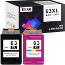 TEINO 63XL Ink Cartridges Black and Color Replacement for HP Ink 63 63XL Ink Cartridge Combo Pack Work for HP OfficeJet 4520 3830 4650 5258 5255 4652 3833 DeskJet 1112 3630 Printers 63 Ink, 2-Pack