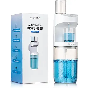 ZOFGENOW Automatic Mouthwash Dispenser for Bathroom,Bathroom Accessories 19.4 Fl Oz Dispensers with Magnetic Cups,Wall Mounted Dispenser,Suitable for All Age Groups,White
