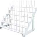 Sew Tech Thread Rack for 60 Spools or 30 Cones, Wall Mounted Large Thread Holder with Long Pegs, Bright White Plastic Thread Stand for Embroidery Serger Sewing Thread Storage and Hair Braiding