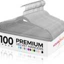 HOUSE DAY Premium Velvet Hangers 100 Pack Grey, Non-Slip Flocked Felt Hangers, Sturdy Clothes Hanger with 360 Rotatable Hook, Heavy Duty Durable Slim Coat Hanger for Closet Space Saving