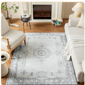Istana 9x12 Area Rug  Grey/Gold 9 x 12 Area Rugs for Living Room  Foldable 9x12 Rugs for Bedroom/Living Room Rug  Stain Resistant Washable Rugs  EcoFriendly Area Rugs