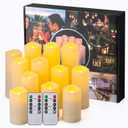 CLTNIKET12-Pack LED Flameless Candles(D 2.2''X H 4'' 5'' 6'' 7'') with Remote Control Waterproof Outdoors & Indoors, Battery Candles with Remote Timer, Decorative Remote Led Candles.