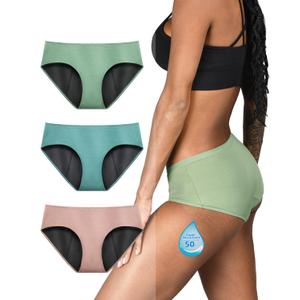 TIICHOO Period Underwear for Women Washable(3XL, Turq/Blush/Matcha) (Green)