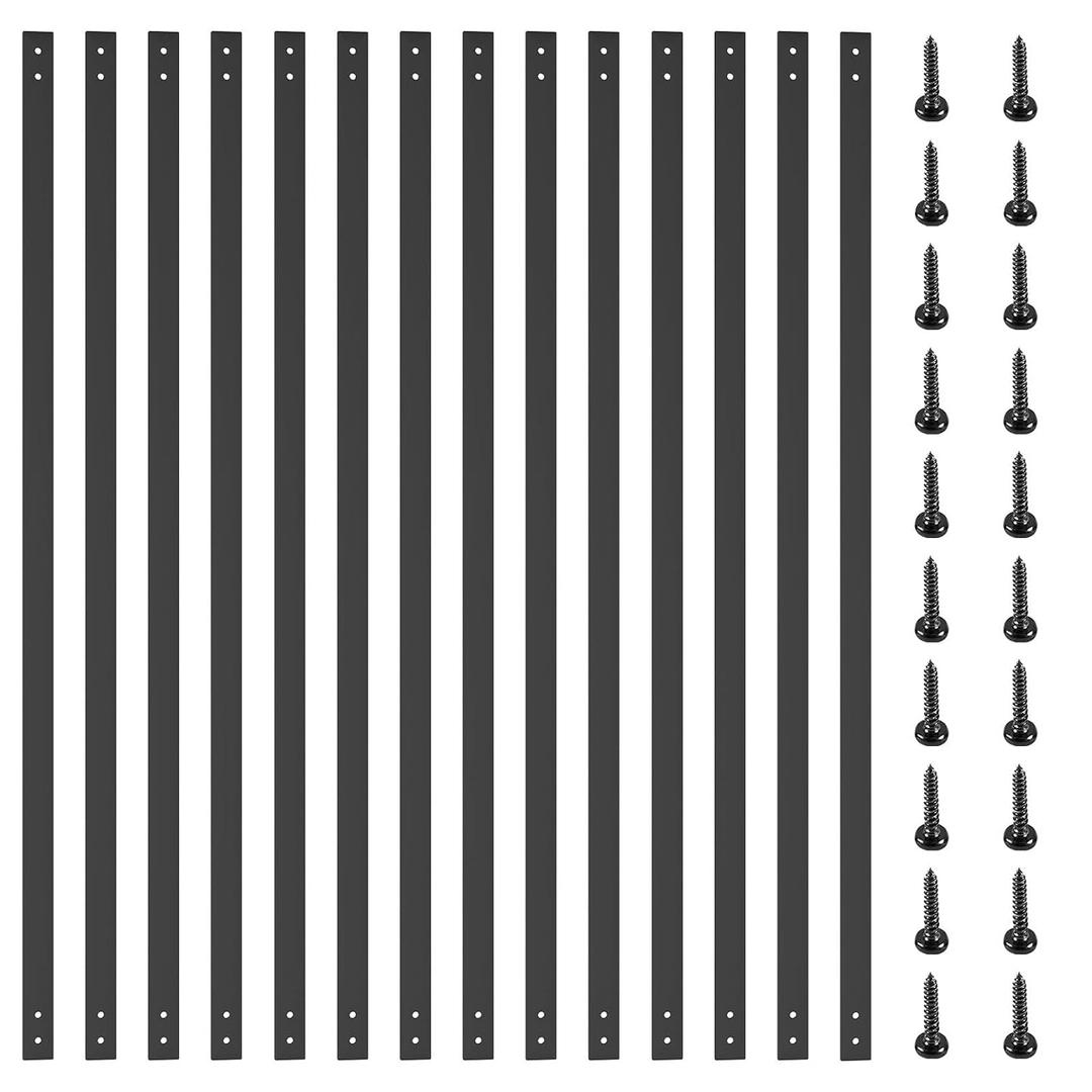 51 Pack Deck Balusters, 32.25"X1" Stair Railing, Heavy Duty Cast Iron Deck Railing, Flat Straight Baluster with Screws, Indoor/Outdoor Stair Railing Compatible Wood & Composite for Porch