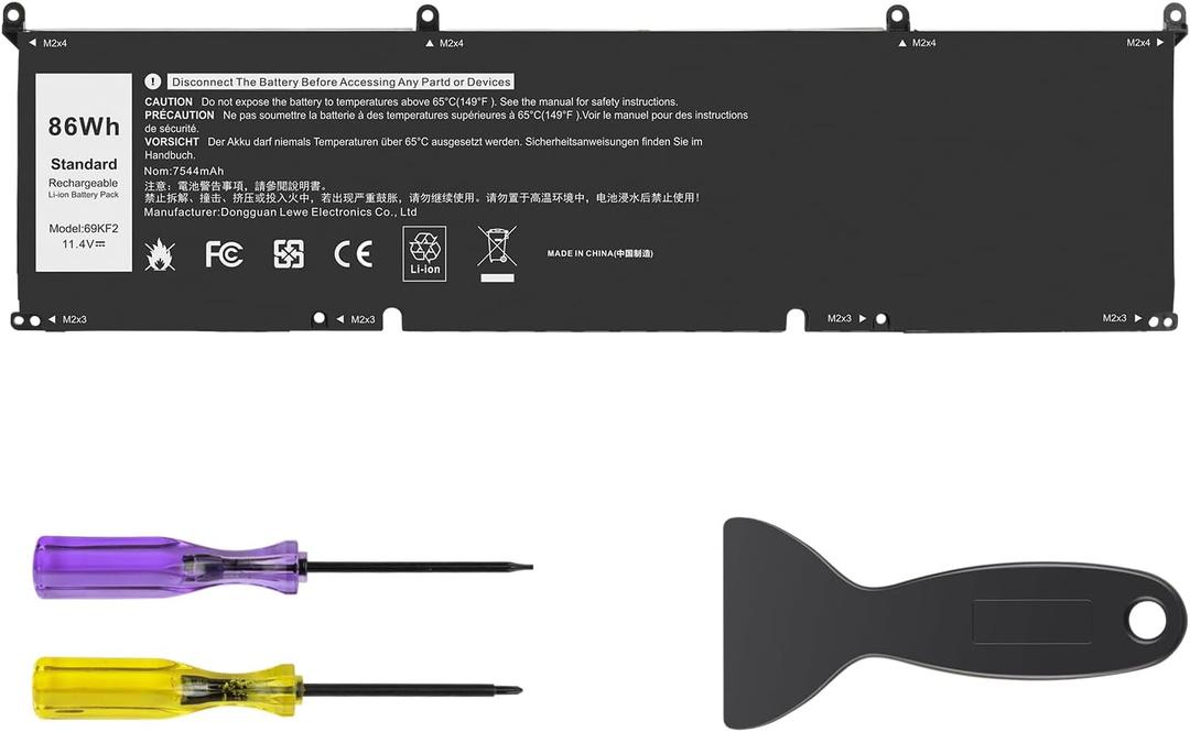 TREE.NB 69KF2 Battery Replacement for Dell XPS 15 9500 9510 9520 9530 Precision 5550 5560 G15 5510 5511 5520 5515 5521 G7 15 7500 P91F P87F 0GFJ6 7510 7610 7620 11.4V 86Wh 6-Cell