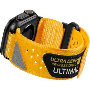 ULTIMAL Compatible witch Apple Watch 3/2/1 Series 11/10/9/8/7/6/5/4/SE/SE2/SE3,Nylon velcro Stars-Stripes Flag Woven Strap for men 49mm 46mm 45mm 44mm (Yellow)