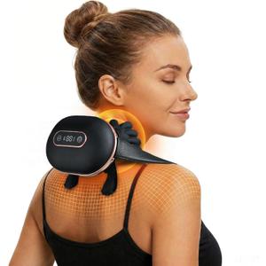 Neck and Back Massager with Fingers,Bionic Real Palm Massager with Heat,Electric Cervical Massage for Shoulder, 4D Deep Tissue Kneading,Ideal for Office,Home,Travel & Gifts (Black)