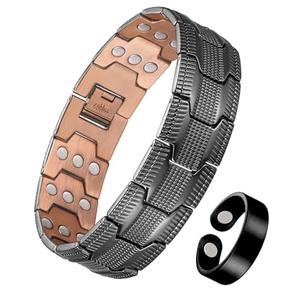 Jeracol Copper Bracelet for Men, 3X Strength Magnetic Copper Bracelets with 3500 Gauss Magnets, Adjustable Length Sizing Tool & Jewelry Box