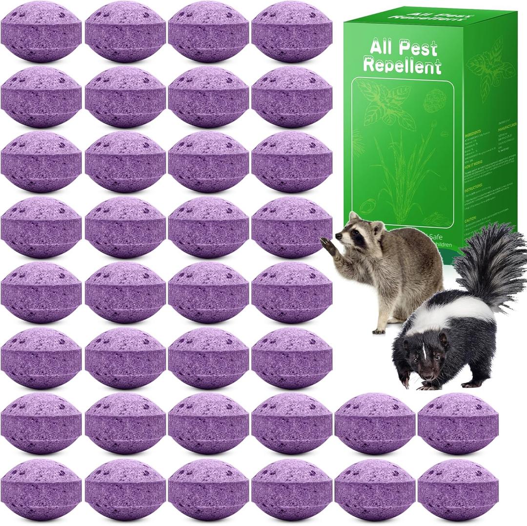 36 Pack Skunk Repellent - Raccoon Repellent Outdoor for Indoor Outdoor, Natural Peppermint Oil Skunk Rodent Safe for Pets & Kids Repels Skunk Raccoon Mouse