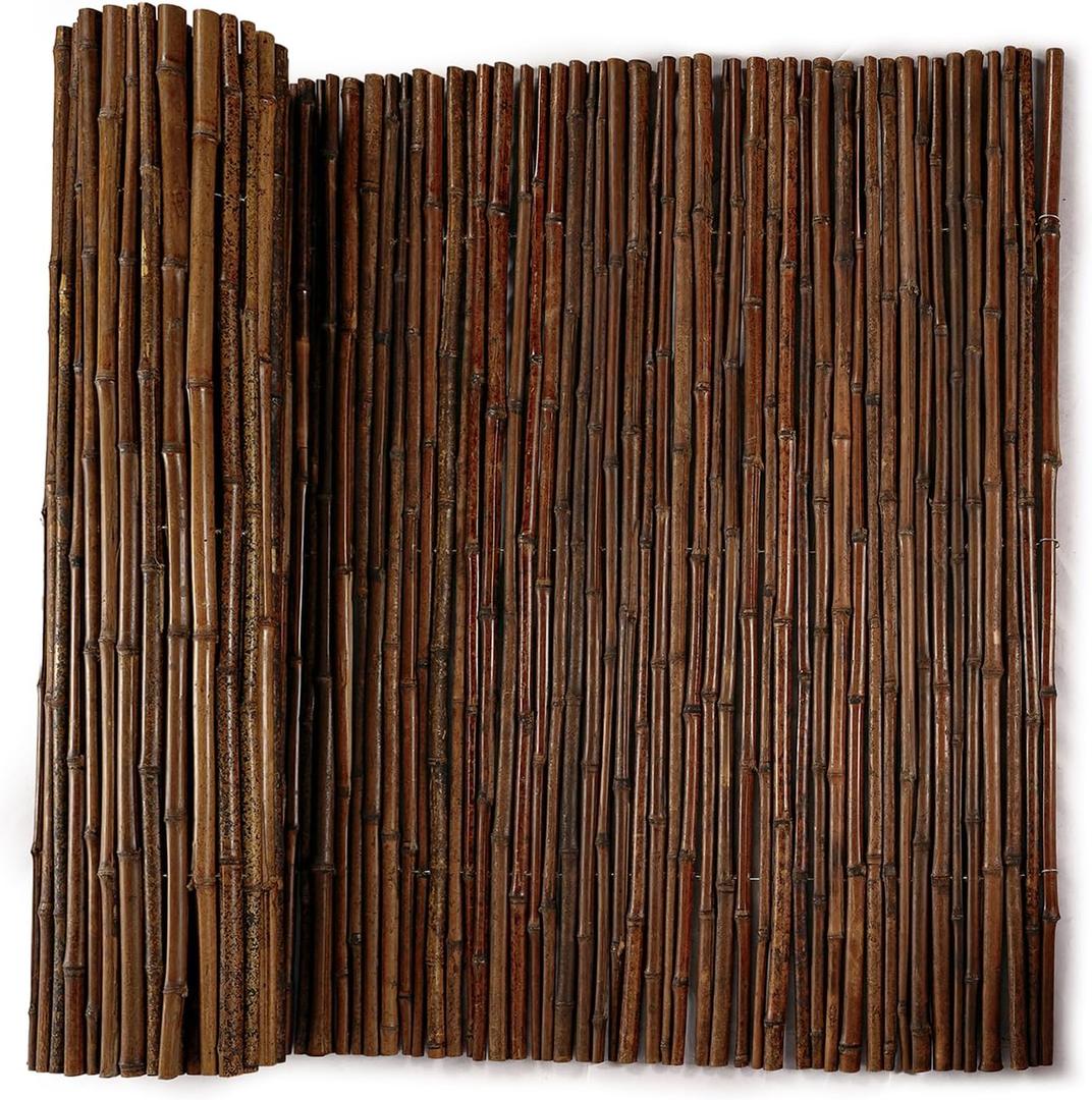 Carbonized Bamboo Fence 4ft x 8ft, Natural Outdoor Privacy Screen Roll