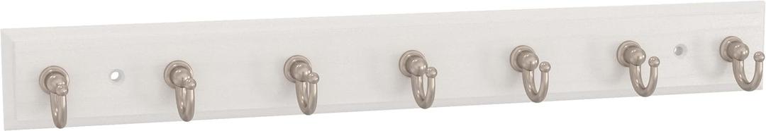 Franklin Brass Key Tidy (1-Pack) Pure White Holder 14' Wall Mount Small Item Rack 7 Hooks for Wall, Hallway, Entry Keychain Rail Organizer B46712K-PMN-R