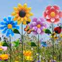 4 Pack Outdoor Solar Lights,Outdoor Waterproof Metal Art Stick Flowers,Garden Decor for Women Mom Grandma Halloween Hanging Metal Stakes Lights for Garden,Lawn,Patio