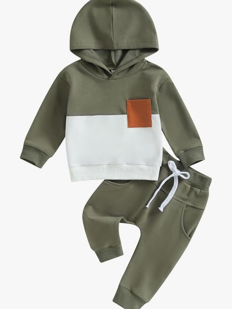 Infant Baby Boy Fall Winter Clothes Outfits Hooded Long Sweatshirt Pants Set Toddler Clothes  2T