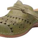 Clogs for Women 2025 Summer Comfortable Wedge Sandals Breathable Hollow Out Closed Toe Slip On Slippers Beach Arch Support Outdoor Slippers Round Platform Shoes (Army Green), 41