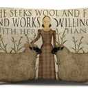 Farmhouse Sheep Throw Pillow Cover 12x20 Inch Vintage Farm She Seeks Wool and Flax Quotes Decor Lumbar Decorative Throw Pillows Cases Decorations for Couch Sofa Living Room