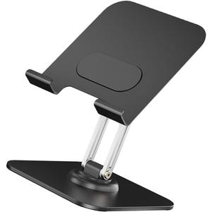 Metal Phone Stand, 360 Degree Rotatable, Height Adjustable and Foldable for Phone,Pad,Tablets Holder (Black)