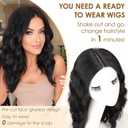 AISI HAIR Beginner Friendly Wigs Natural Black Wig for Women Medium Length Wave Curly Glueless Synthetic Heat Resistant Hair Wigs for Daily Party Cosplay