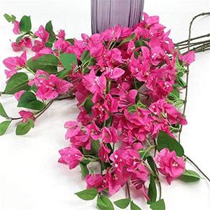 10pcs Silk Bougainvillea Glabra Climbing Flower Artificial Bougainvillea Tree Branches 31.5" six Colors for Wedding Centerpieces (deep Pink)