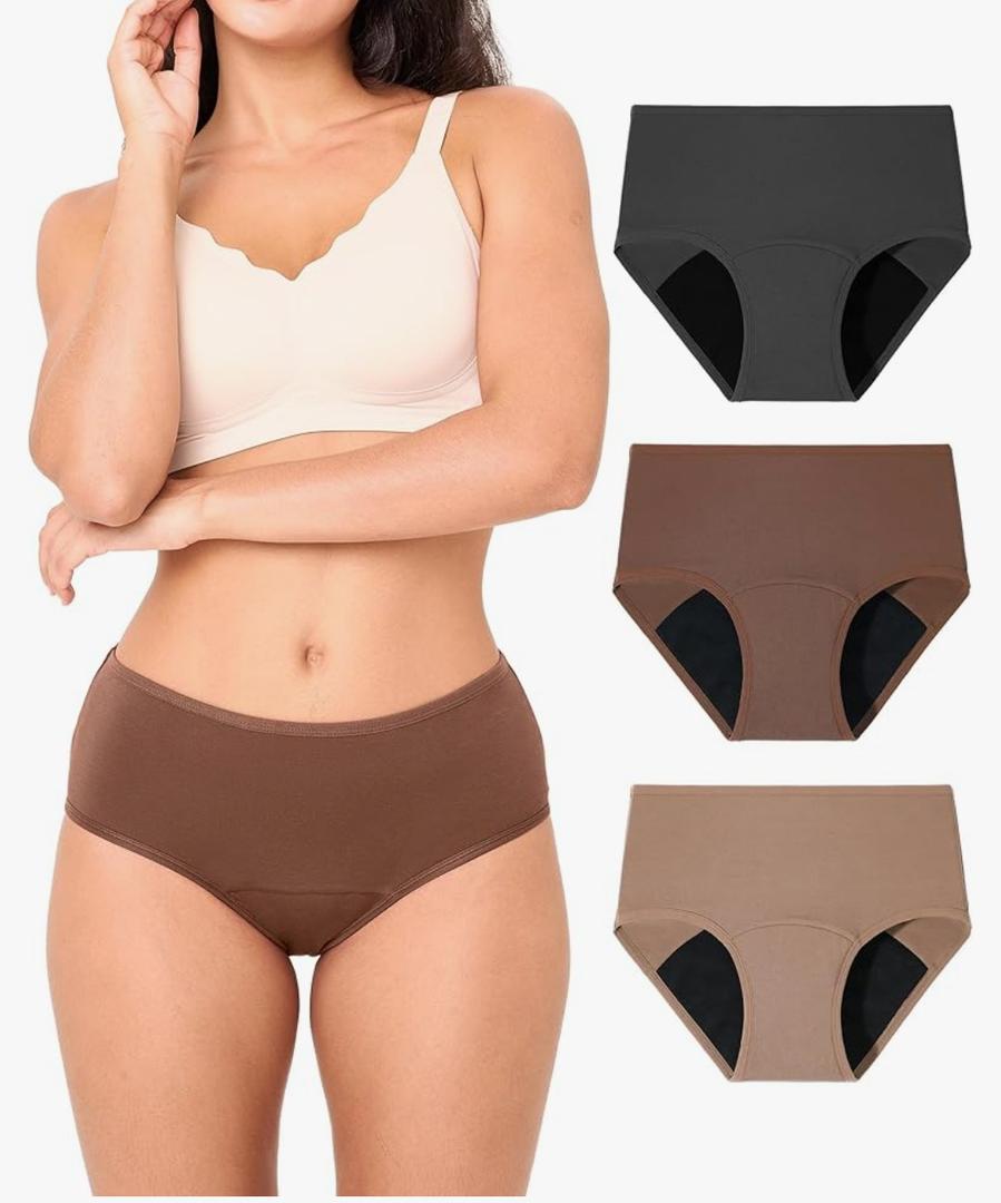 BAMBOO COOL Womens Period Underwear High Waisted Leakproof Postpartum Maternity Panties Soft Breathable Absorbent,3 Pack XXL