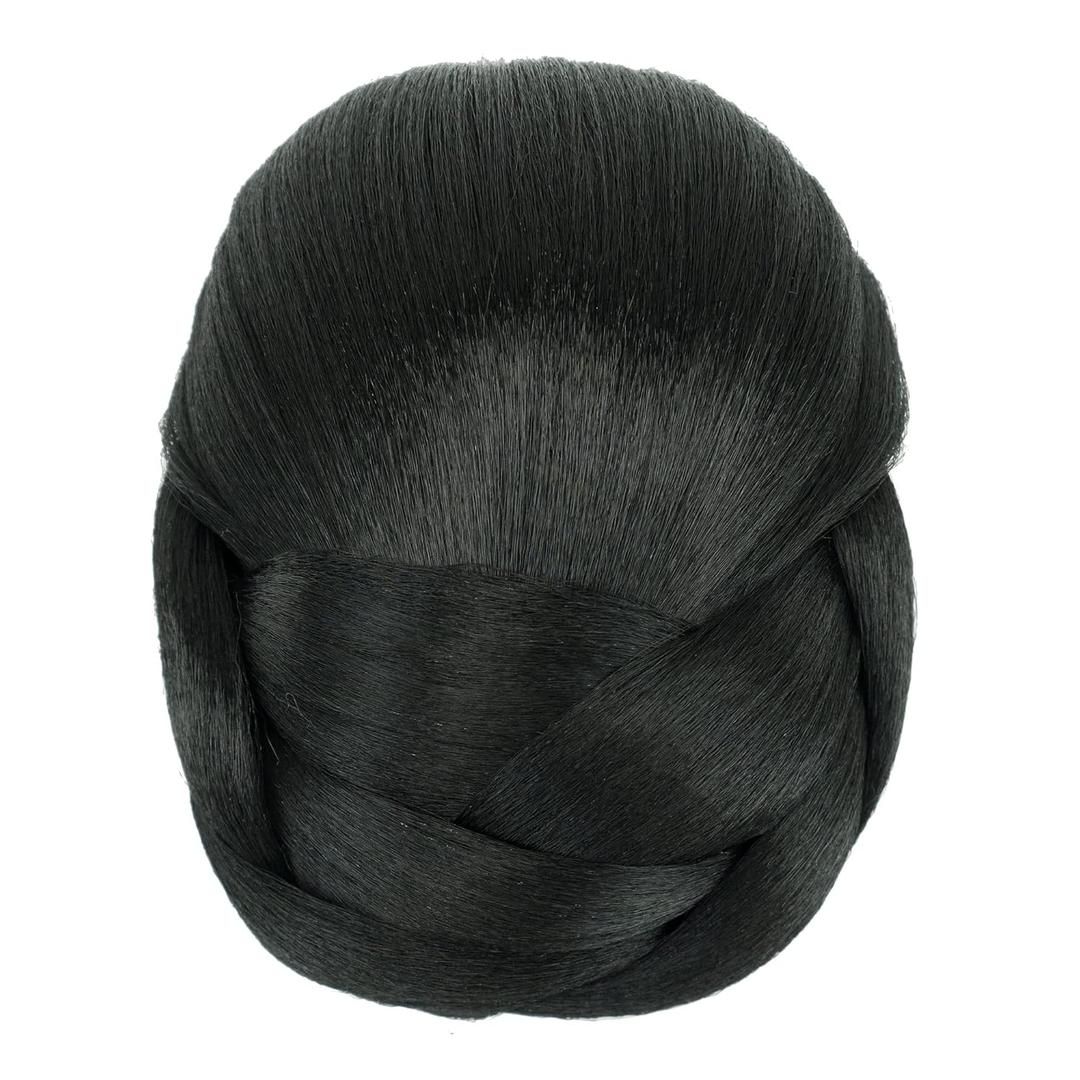 IMISSU Braided Chignon Dancer Hair Cover Donut Hair Pieces Scrunchies Hair Bun Wig Clips Updo Wedding Party for Women (M1 Black)