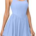 IUGA Tennis Dress with Built in Shorts and Bra Adjustable Straps Athletic Dress for Women Summer Golf Active Workout Dress (Large, Light Blue)