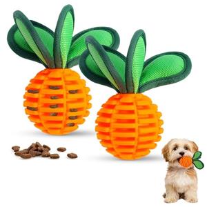 ZUMAEY 2 Pack Dog Chew Toys for Small Breeds, 2.2" Treat Dispensing Ball, Small Dog Toy Ball with Squeaker for Anxiety & Boredom, Interactive Puppy Chew Toy for Fetch, Tug & Dental Care