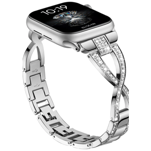 Slim Band Compatible with Apple Watch Bands 40mm 41mm 42mm 38mm 44mm 45mm 46mm 49mm Women, Thin Dressy Metal Stainless Steel Bracelet with Bling Diamond for iWatch Series 11 10 9 8 7 6 5 4 3 SE Ultra