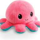 TeeTurtle Reversible Octopus Plushie 4-Inch Pink + Aqua Two-Sided Flip Plush Toy with Embroidered Details - Cute Mini Collectible Plush for Kids, Teens, and Adults