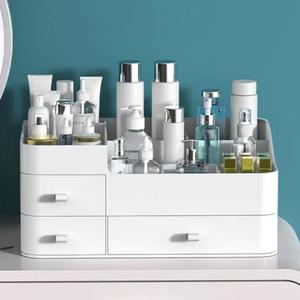 MIUOPUR White Makeup Organizer for Vanity, with 3 Drawers, Large Capacity, Ideal for Make up, Cosmetic, Skin care, Suitable for Bathroom Counter, Dressers, Desk