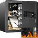 1.4 Cubic Feet Safe Box with Fireproof Waterproof Bag, Anti-theft Home Safe for Money Cash Documents Valuables, Digital Security Box with Alarm System, Electronic Keypad, Removable Shelf