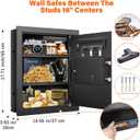 17.7" Tall Wall Safes Between the Studs 16" Centers, Hidden Wall Safe with 2 Removable Shelf & Hidden Tray, In Wall Mount Safe for Money, Jewelry, Passport, Valuables