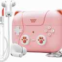 for Airpod 4 Case Cute with Magnetic Anti-Lost Straps & Cleaning Kit,Funny Shockproof Silicone Earphone Protective Cover Compatible with 4th Generation Airpods Case Girly Women Gifts (Light Pink)