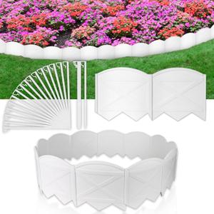 Vashly No-Dig 30Ft Landscape Edging, 6 Inch Tall Garden Edging Garden Edging Border, 30Pcs Flower Bed Edging Border with 30Pcs Stakes