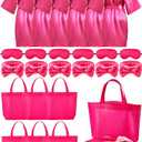 Sintuff 24 Pcs Sleepover Party Supplies for Girls 6 Spa Robes for Girls Slumber Party 6 Tote Bags 6 Headbands 6 Spa Masks(Size 14,Rose Red)