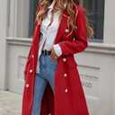 IDEALSANXUN Womens Long Wool Coat for Women Fall Winter Trench Coat Trendy Jackets (Red, L)