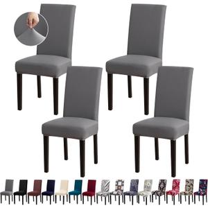 Fafua Chair Covers for Dining Room Set of 4, Dining Chair Covers, Kitchen Chair Covers, Stretch Removable Washable Dining Chair Slipcovers for Home, Hotel, Banquet
