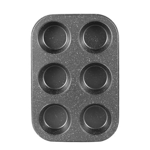 Walooza Muffin Cupcake Pan, Muffin Tins Nonstick 6, Muffin Top Cookie Cheese Cake Pan for Baking, Toast Oven Baking Supplies Small Cake Pans Muffin Cups Non Stick