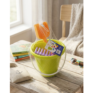 Beach Bucket Toy Set 9 Piece 1 Bucket 2 Shovels 1 Rake 5 Sand Molds