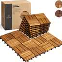 THYOI Acacia Wood Interlocking Deck Tiles (12" x 12"), Deck Flooring Outdoor Waterproof All Weather, Tiles for Patio, decking Tiles for Indoor and Outdoor use (Golden Teak 12S, 10 Pcs - 10 Square Ft)