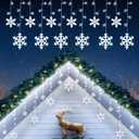 Aulanto Outdoor Snowflake Lights,16.73ft 240 LED Snowflake Icicle Lights Waterproof with 20 Drops,8 Modes Cool White Christmas Decorations for Eaves, Yard, Tree, Window, Curtain