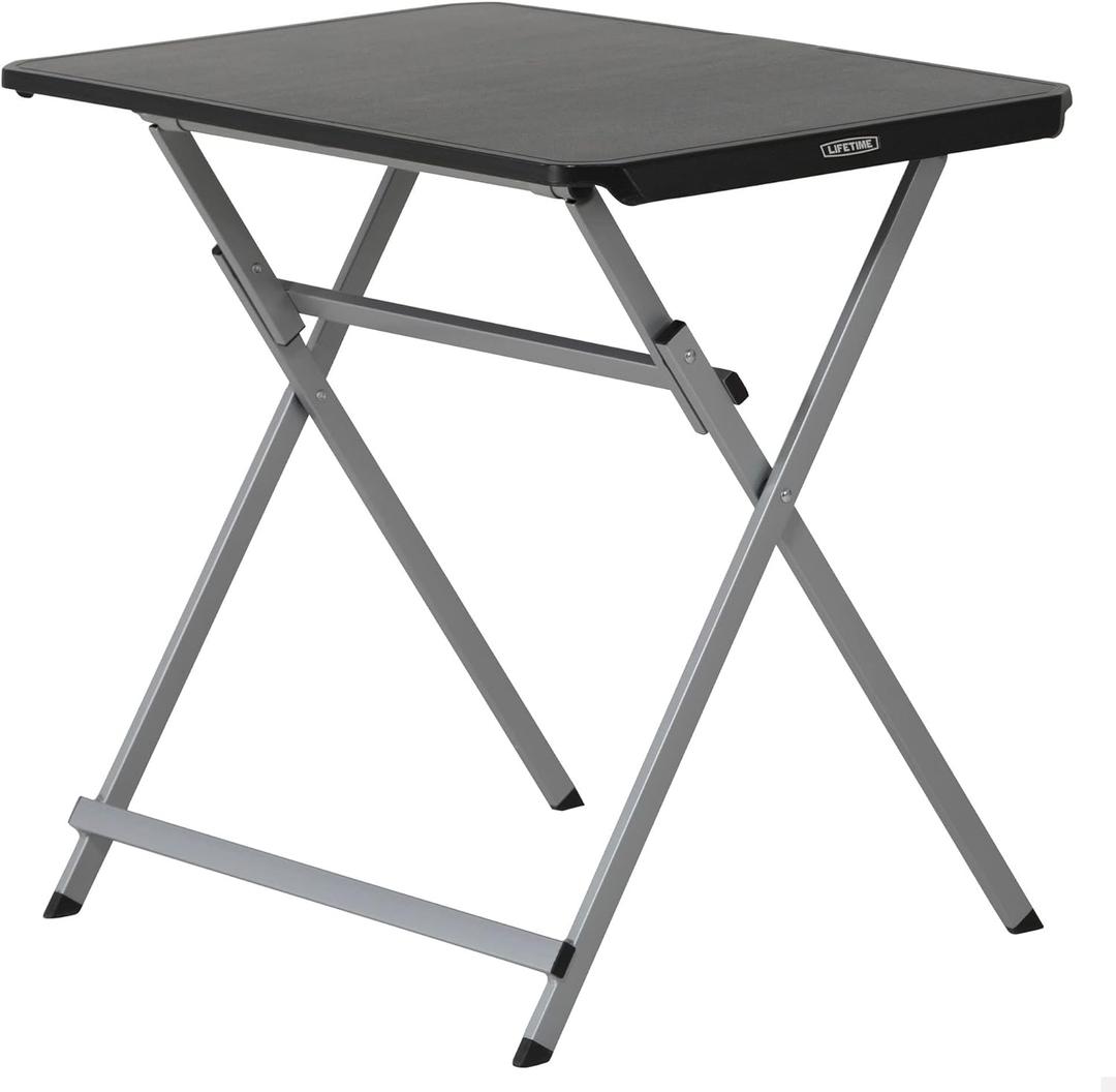LIFETIME Small Folding Table, Personal TV Tray - Portable - Great for Kids, Camping, Cards, or Laptops - Plastic Black 30 Inch (80623)
